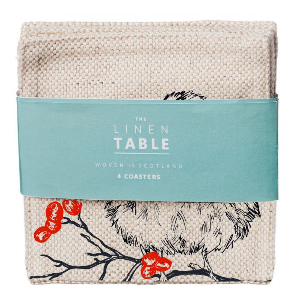 Glasuntersetzer, Motiv Rotkelchen, 4er-Set | Linen 50/50