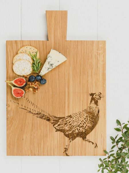 Fasan | Medium Paddle- Servierbrett aus Eiche