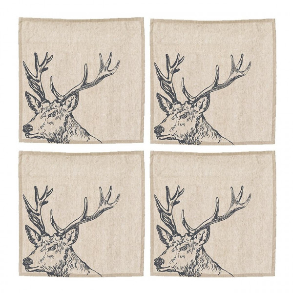 Servietten 4er-Set, Motiv Hirsch