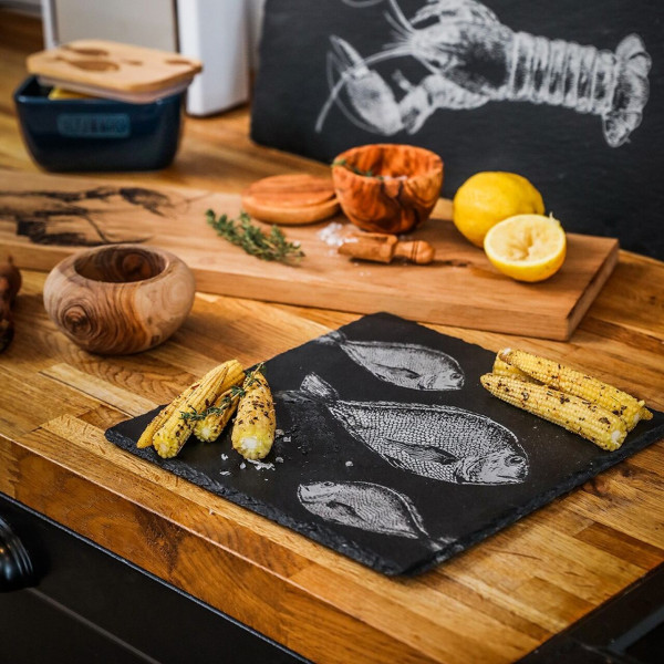 Topfuntersetzer aus Schiefer | Design Fische