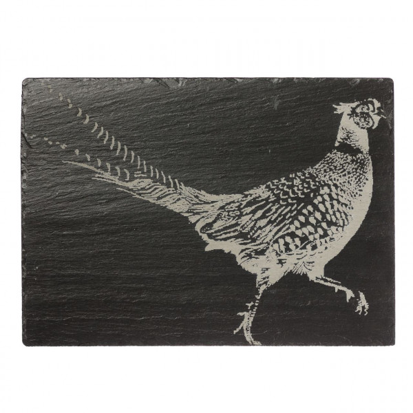 Schiefer-Käseplatte, Gravur-Motiv Fasan