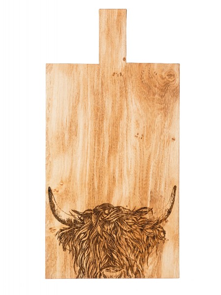 Großes Servierbrett mit Griff, Motiv Hochlandrind