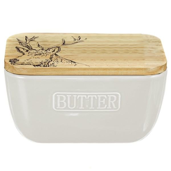 Hirsch | Butterdose weiß